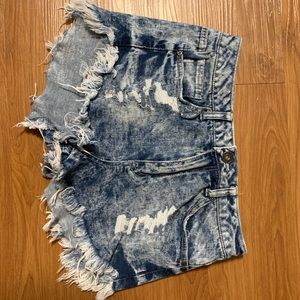 Acid Wash Denim Shorts